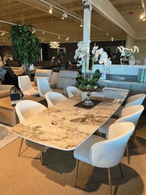 93 Dining Table with 2107 Chairs showcased at one of our retailers in Long Island