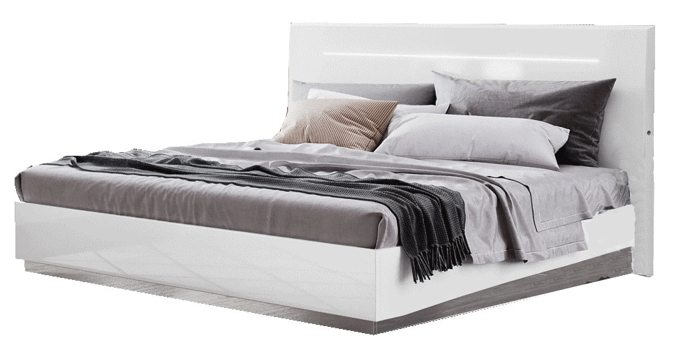 Brands Dupen Mattresses and Frames, Spain Onda LEGNO White Bed with Led Lights