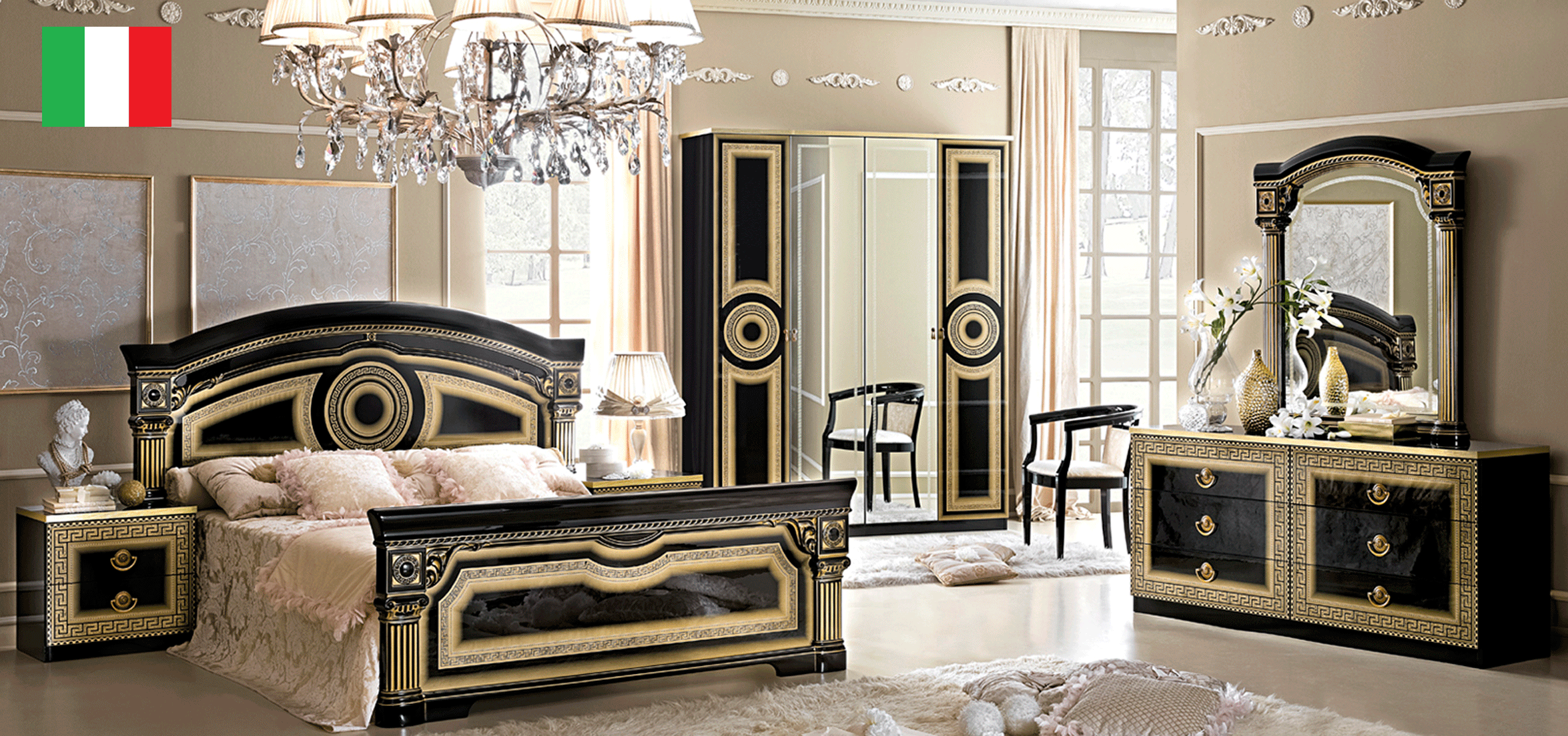 Brands Garcia Sabate, Modern Bedroom Spain Aida Bedroom Black w/Gold, Camelgroup Italy