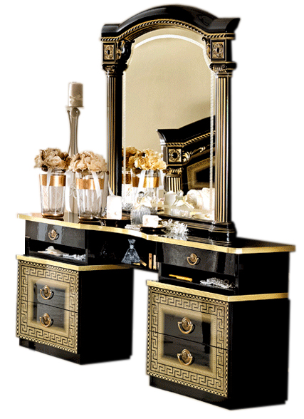 Living Room Furniture Coffee and End Tables Aida Black/Gold Vanity dresser