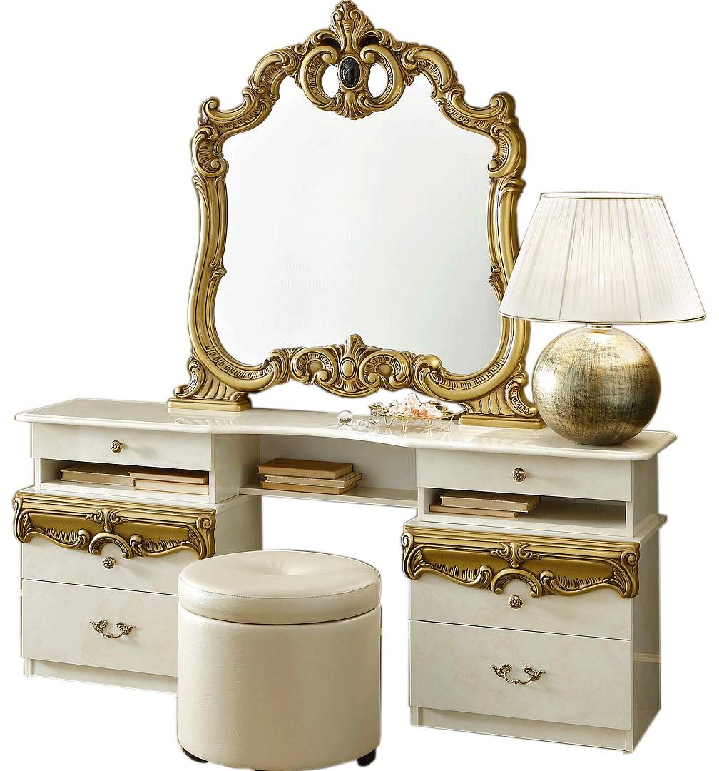 Brands Camel Classic Living Rooms, Italy Barocco Ivory/Gold Vanity Dresser