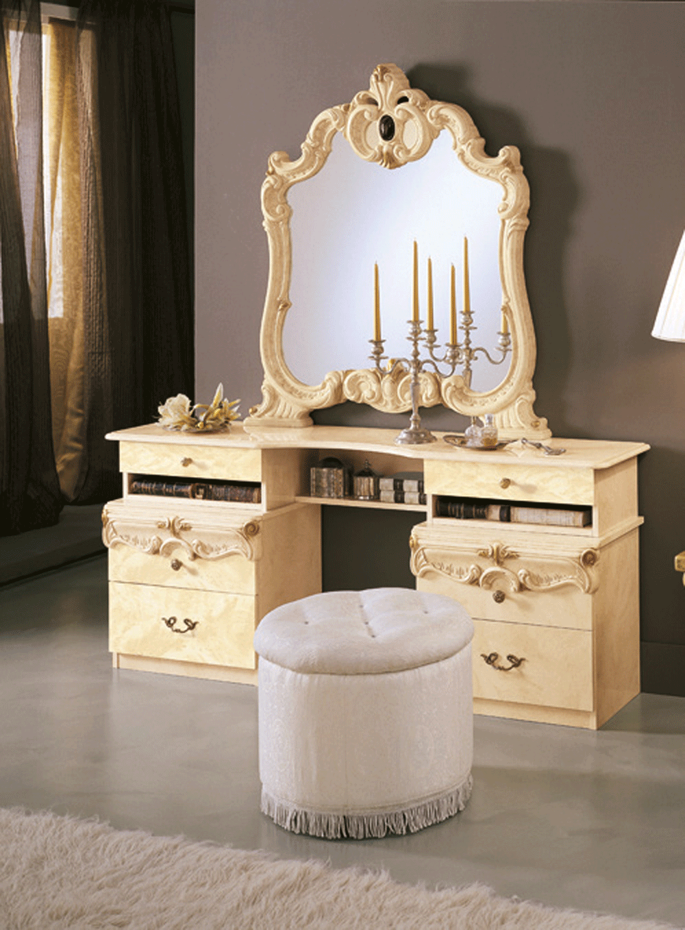 Brands Arredoclassic Bedroom, Italy Barocco Vanity Dresser IVORY