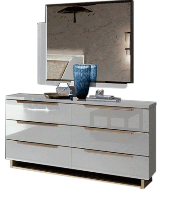 Brands Camel Classic Living Rooms, Italy Smart Double Dresser White w/ Mirror