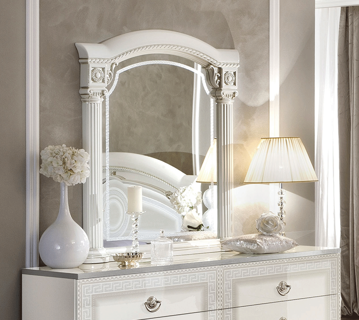 Brands Gamamobel Bedroom Sets, Spain Aida White/Silver mirror