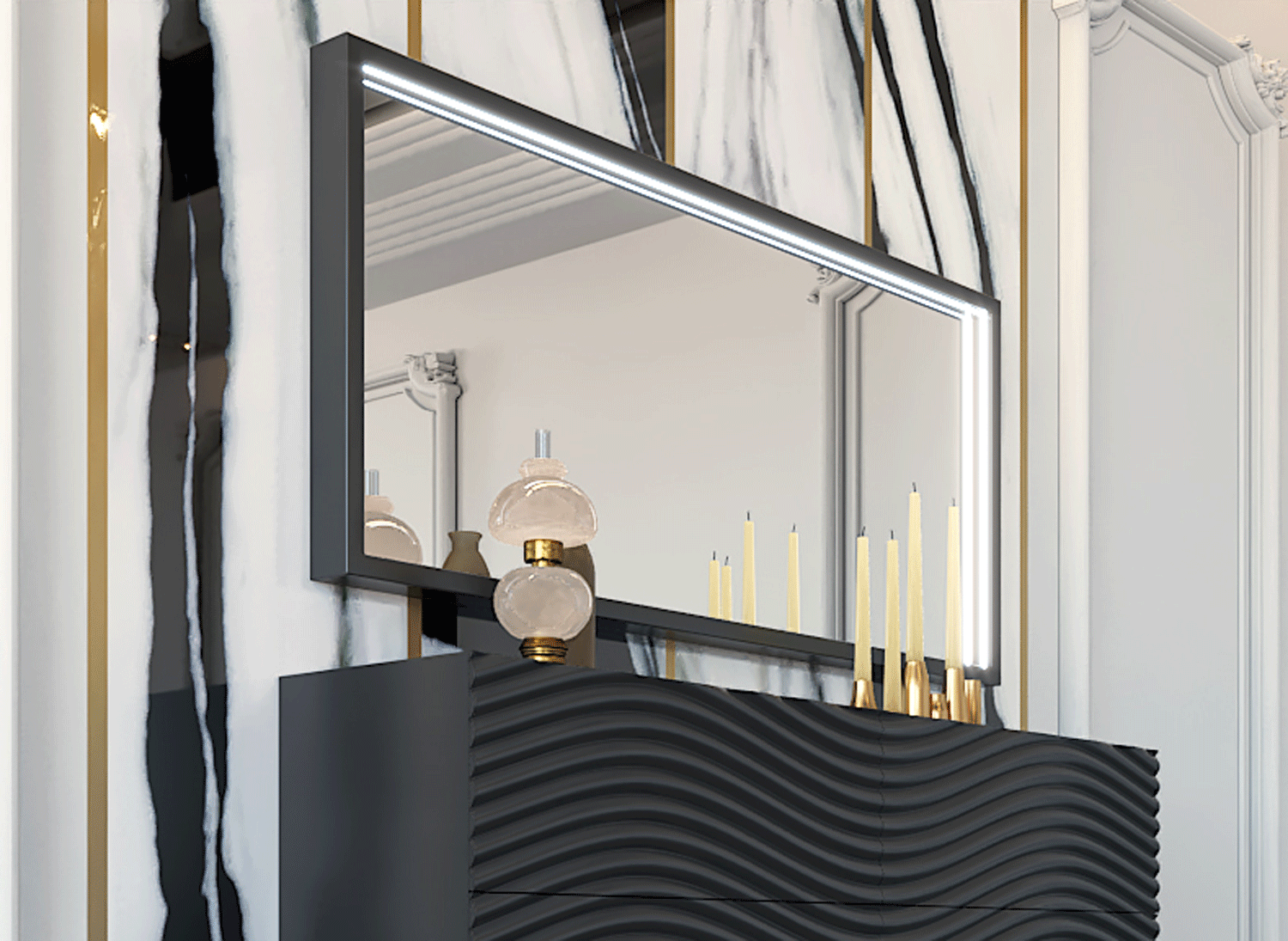 Brands Garcia Sabate, Modern Bedroom Spain Wave DARK GREY mirror for Double dresser