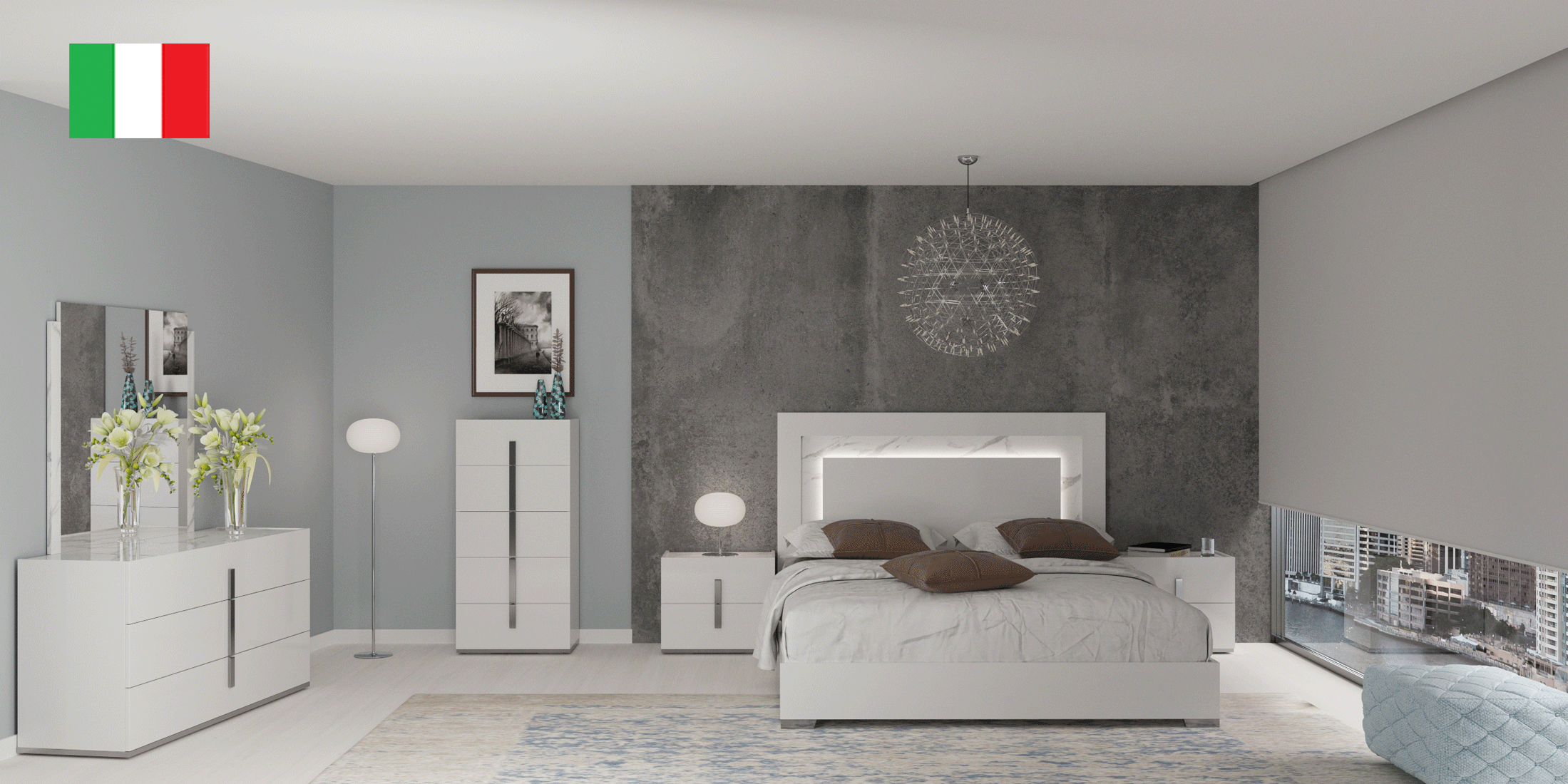 Brands Garcia Sabate, Modern Bedroom Spain Carrara White Bedroom w/Light