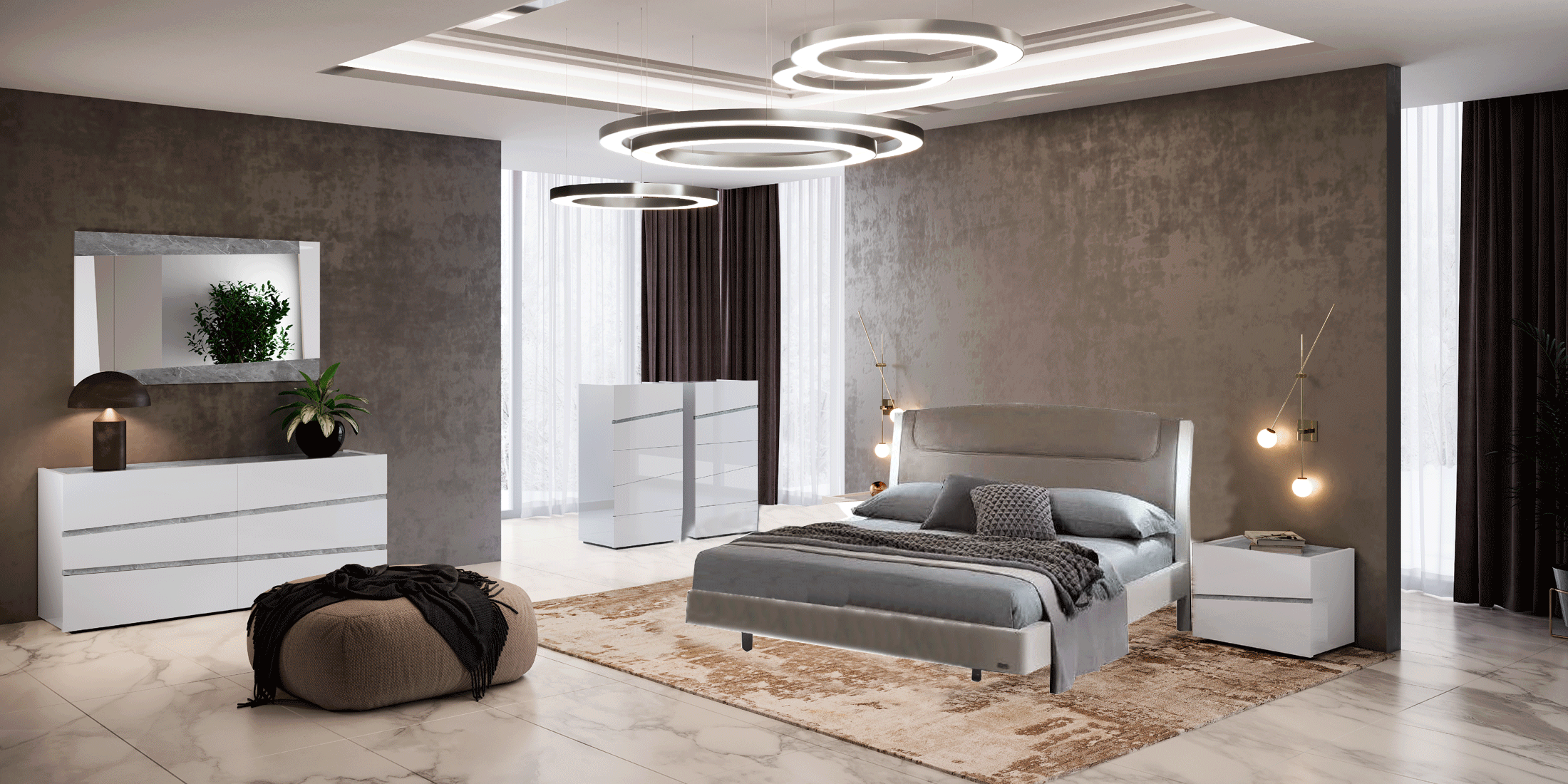 Brands Camel Modern Living Rooms, Italy Luna White Bed with Alba cases, Only bed is on sale