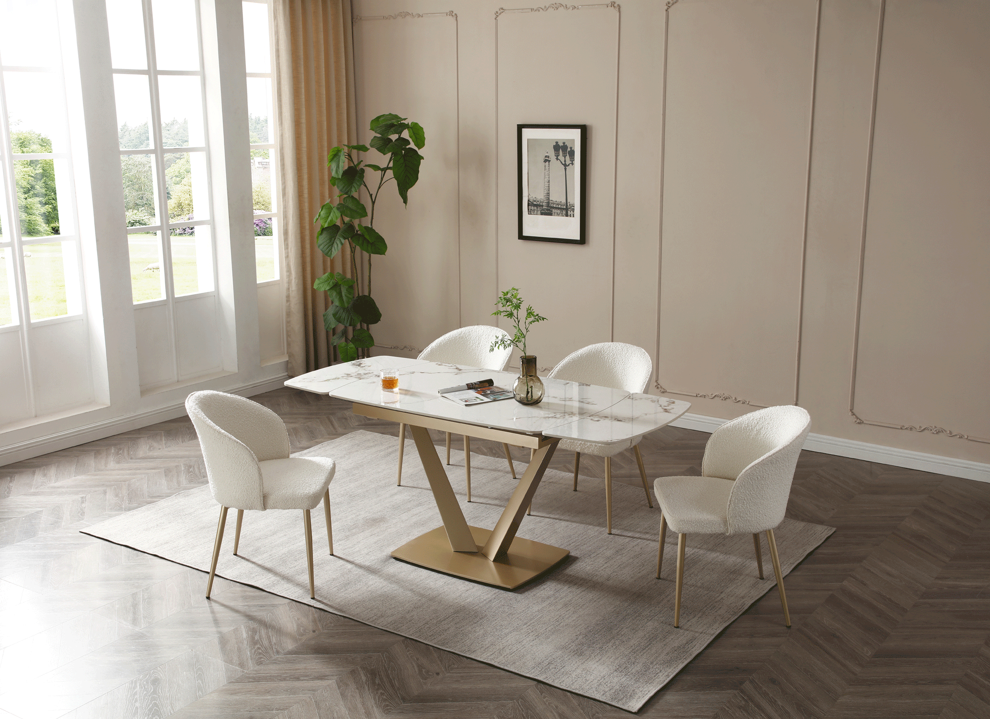 Brands WCH Modern Living Special Order 109 Table Golden with 2107 Chairs