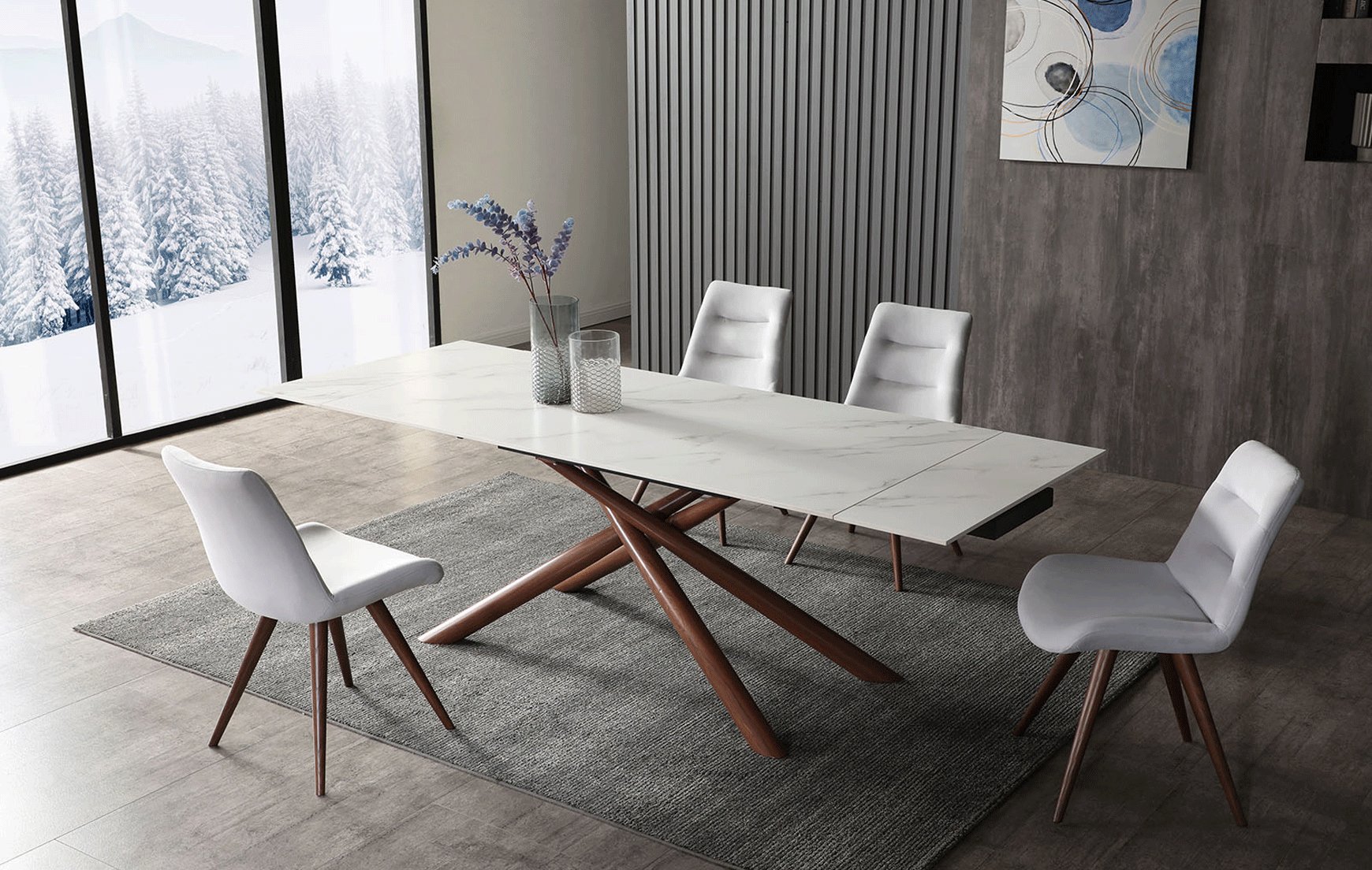 Bedroom Furniture Modern Bedrooms QS and KS 9063 Dining Table with 1313 Chairs