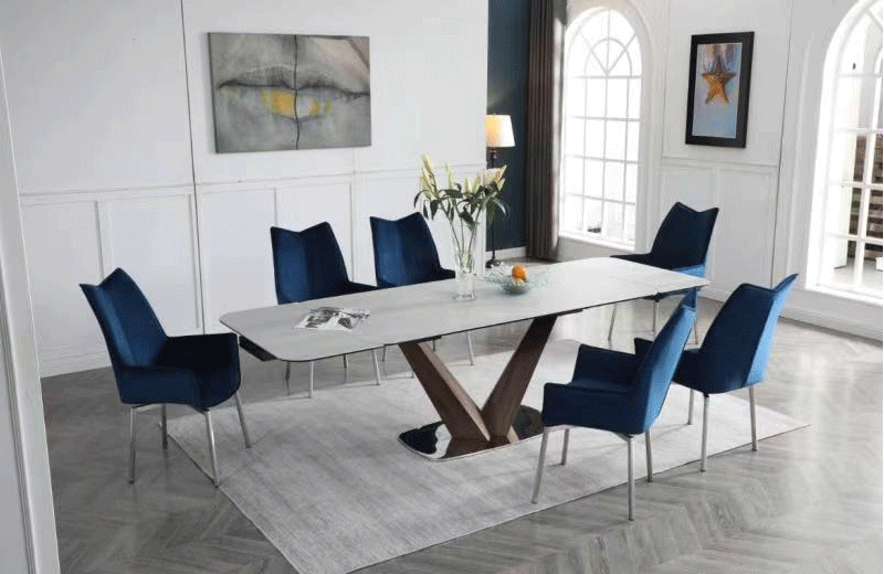Brands Unico Tables and Chairs, Italy 9188 Table with 1218 swivel blue chairs