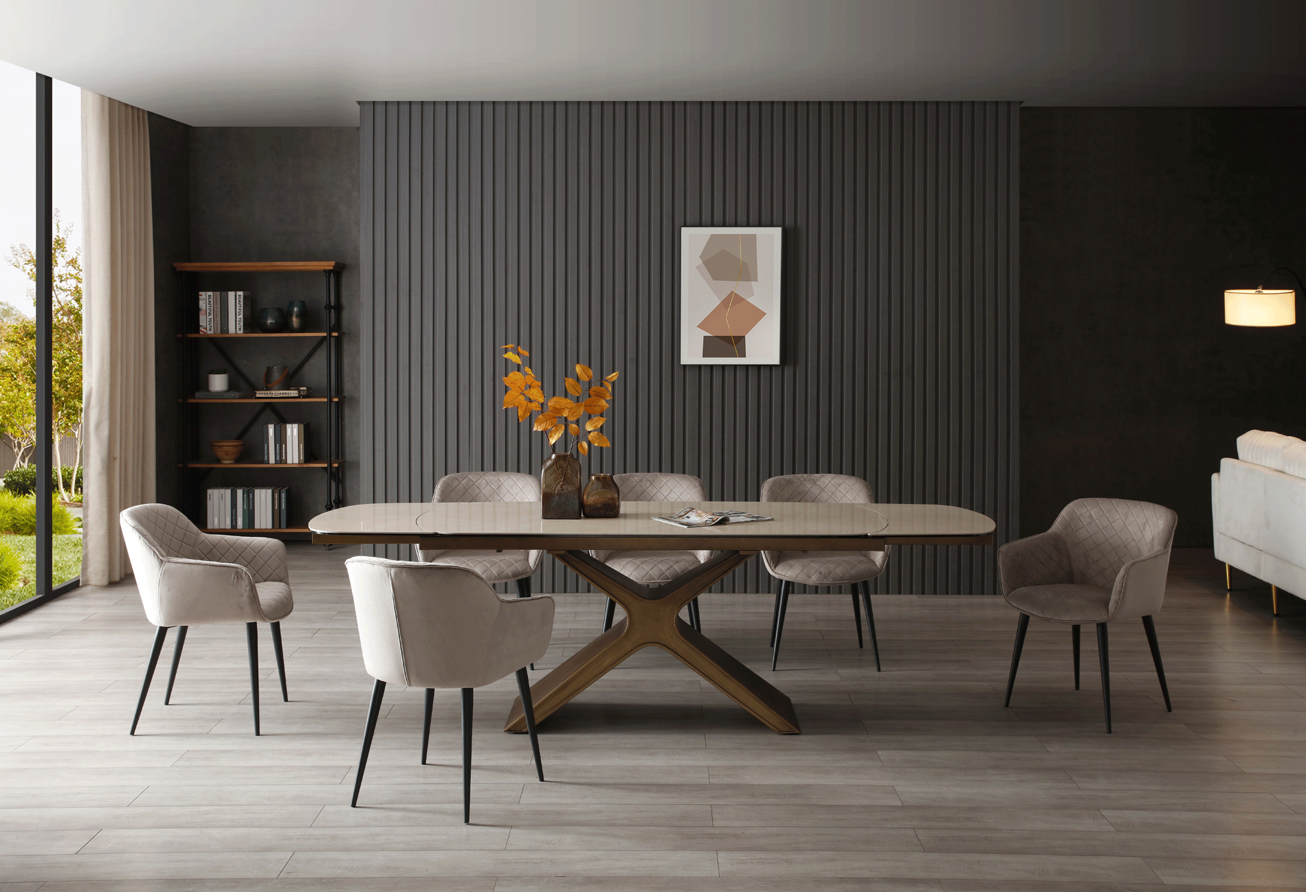 Brands Arredoclassic Dining Room, Italy 9368 Table Taupe with 1117 chairs