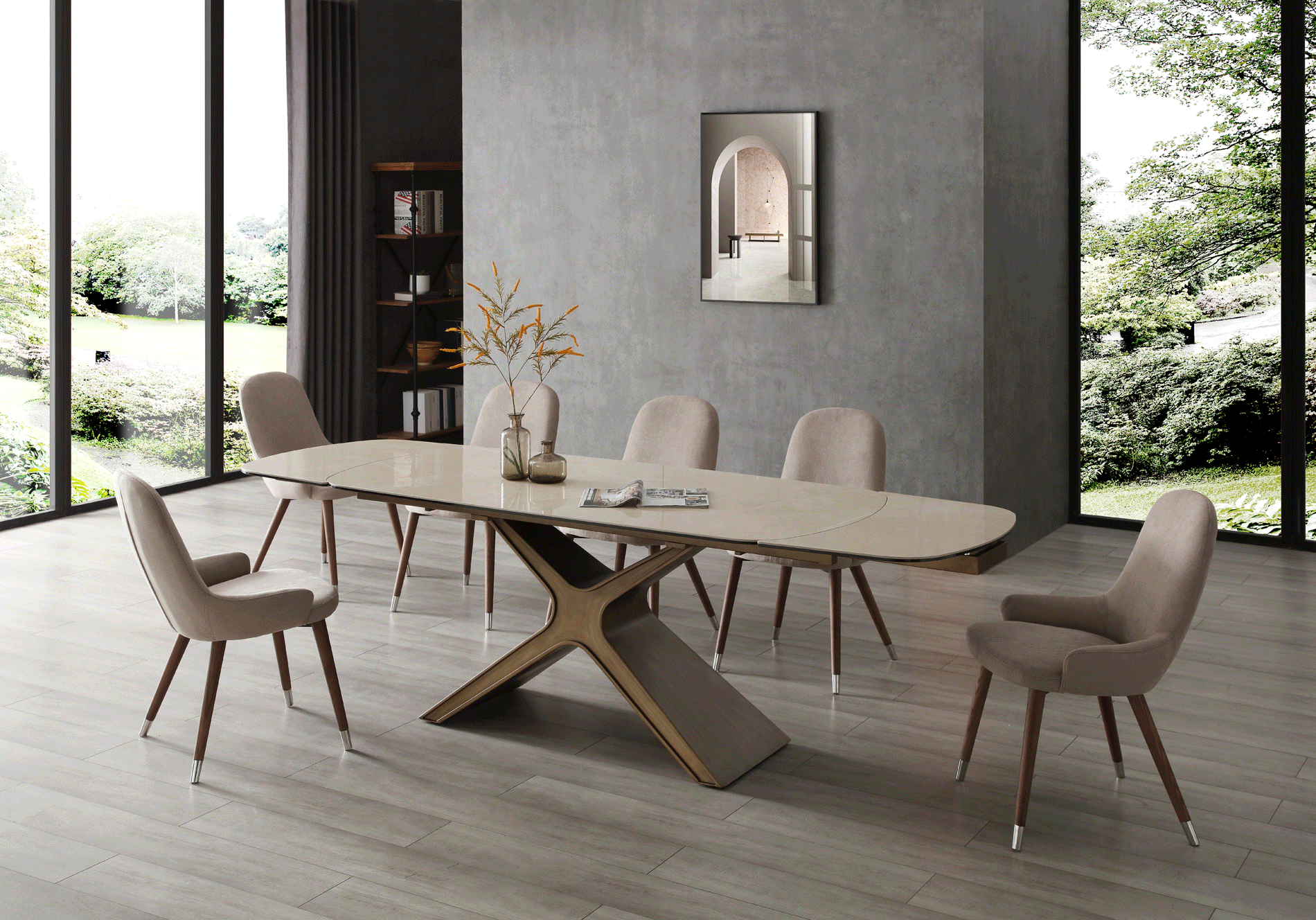 Brands Stella Living 2023 9368 Table Taupe with 1287 chairs