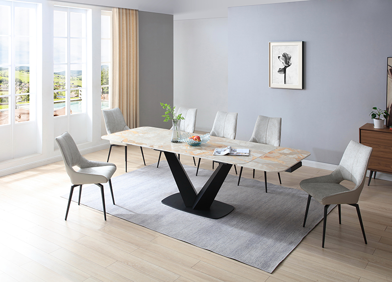 Brands WCH Modern Living Special Order Planet Table with 1239 swivel beige chairs