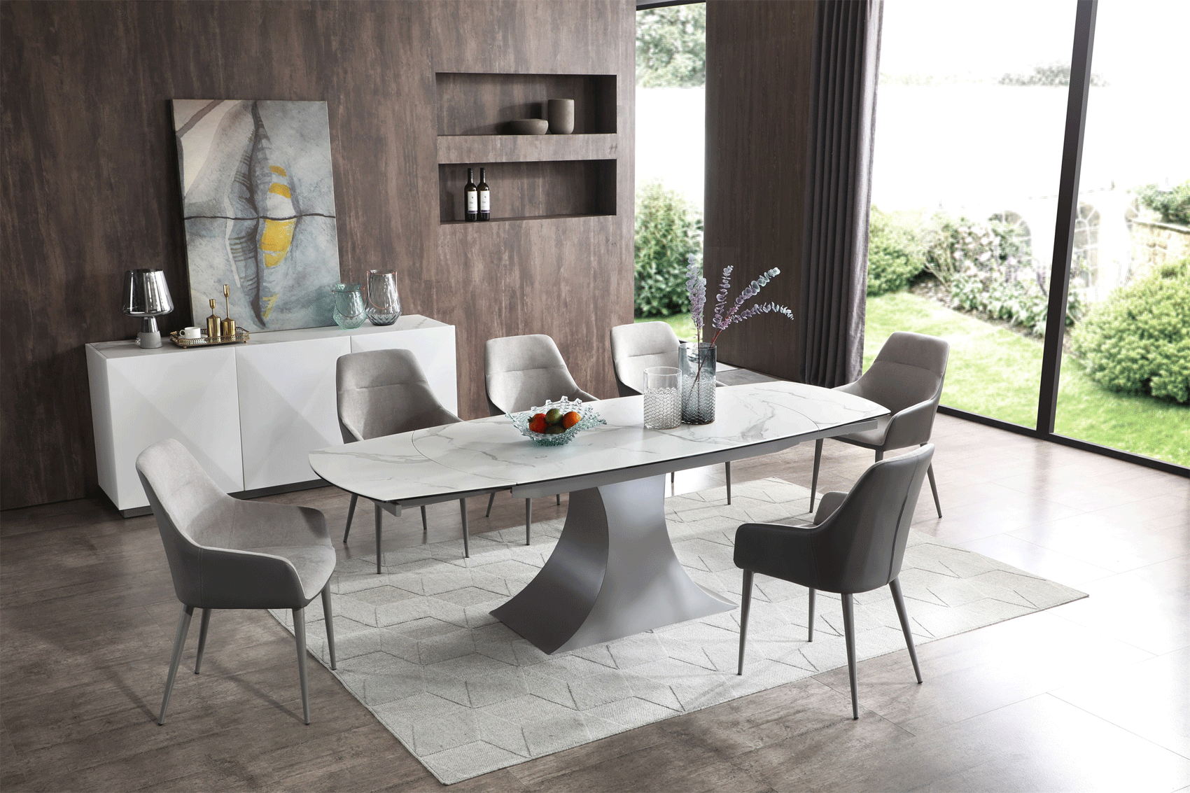 Brands Unico Tables and Chairs, Italy 9035 Table with 1254 Chairs and 3012 buffet