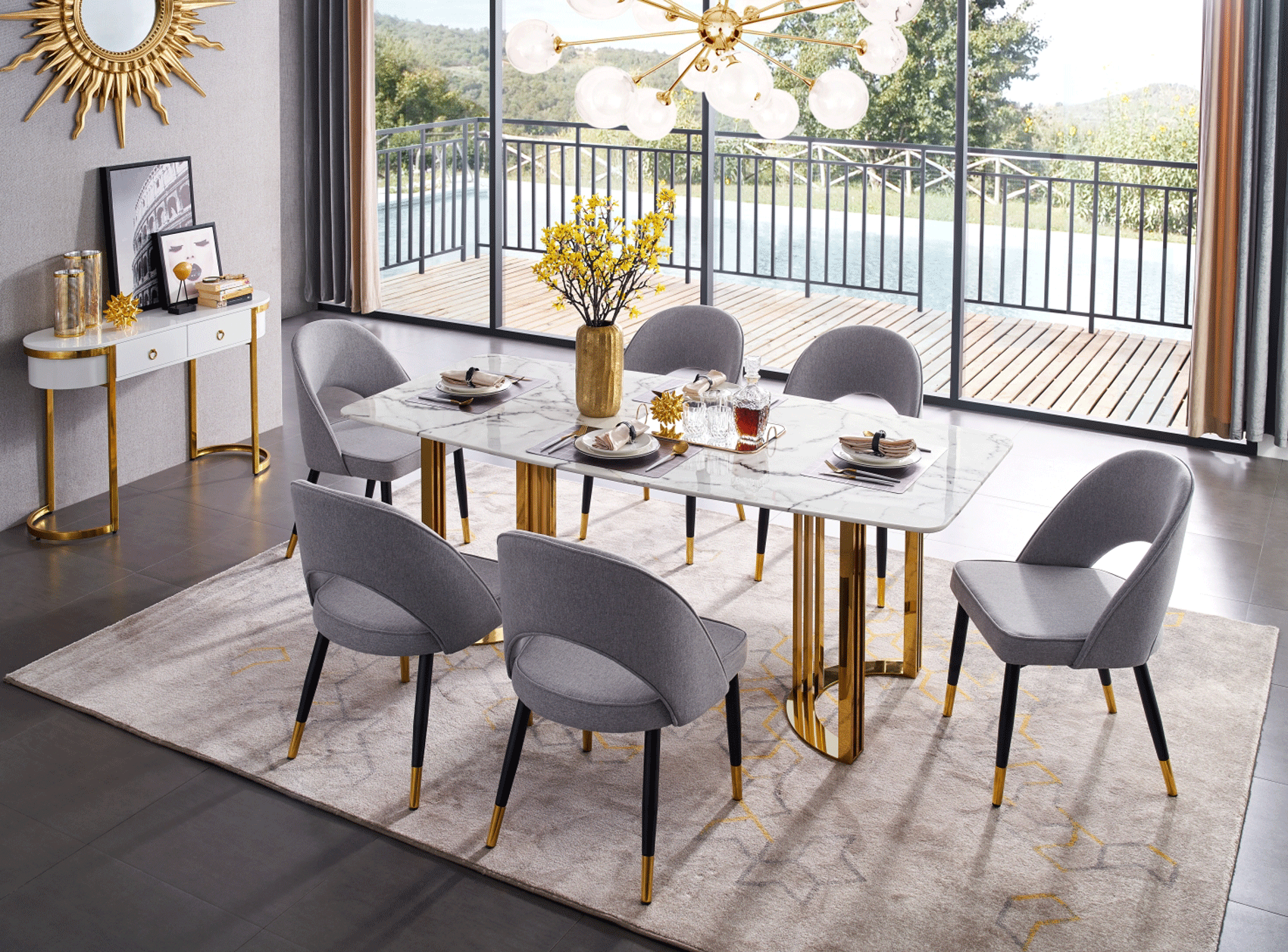 Brands Dupen Dining Rooms, Spain 131 Gold Marble Dining