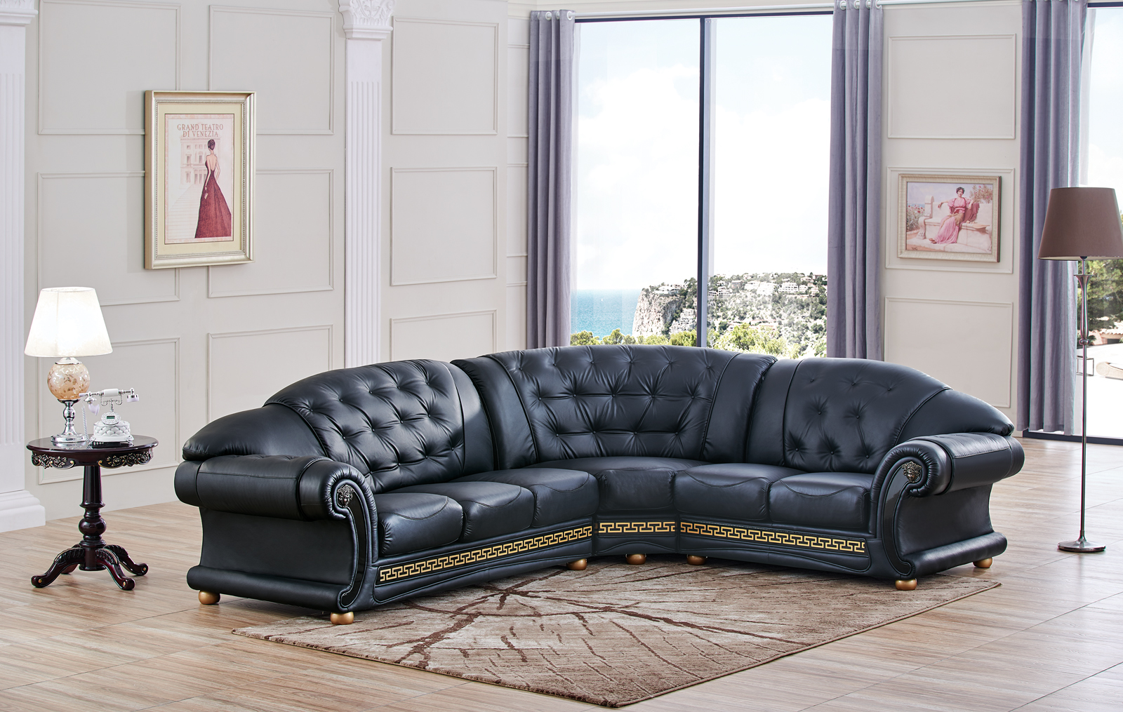 Brands Formerin Modern Living Room, Italy Apolo Sectional Black