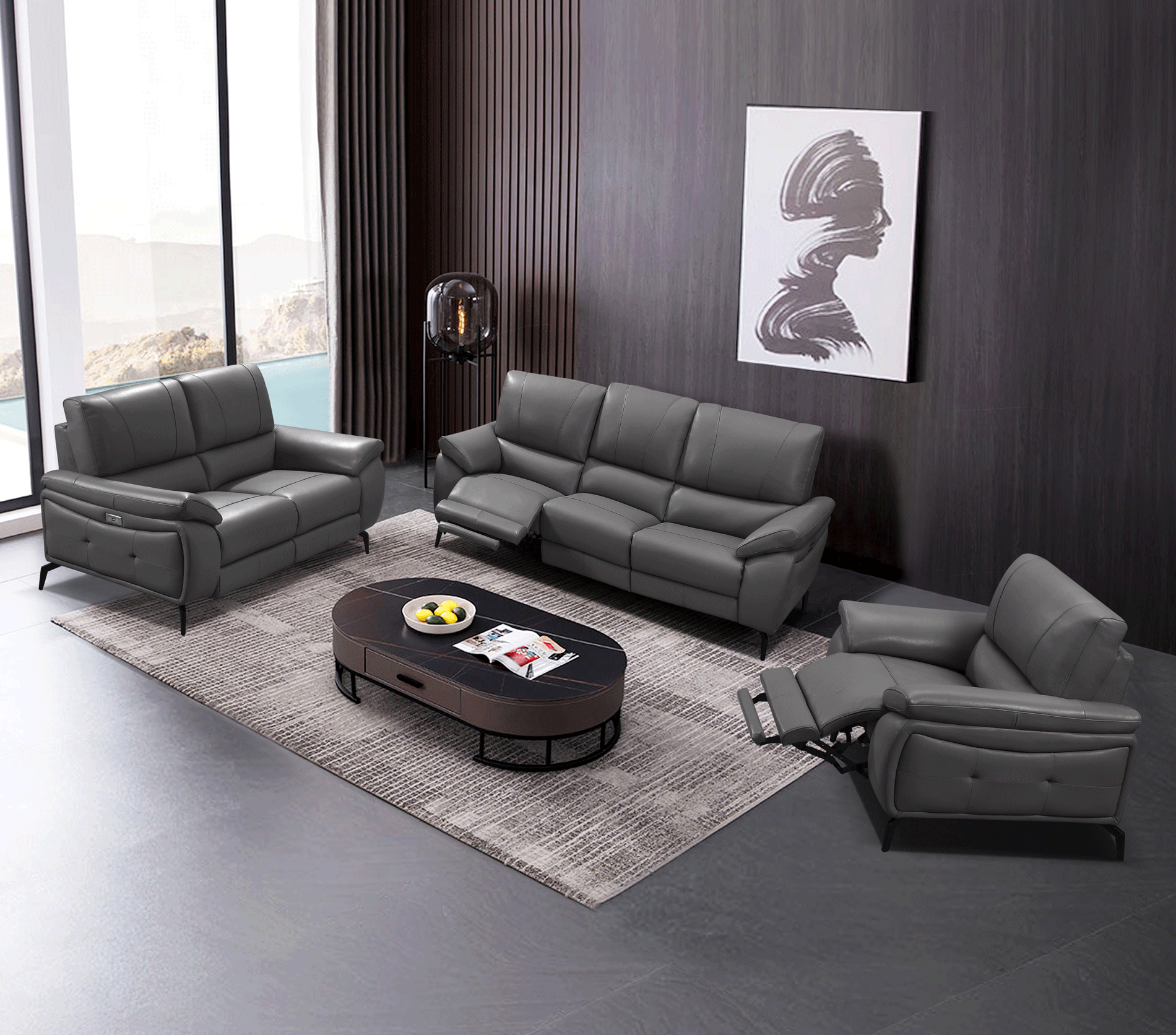 Brands CutCut Vintage Rug Collection Spain 2934 Dark Grey w/ electric recliners