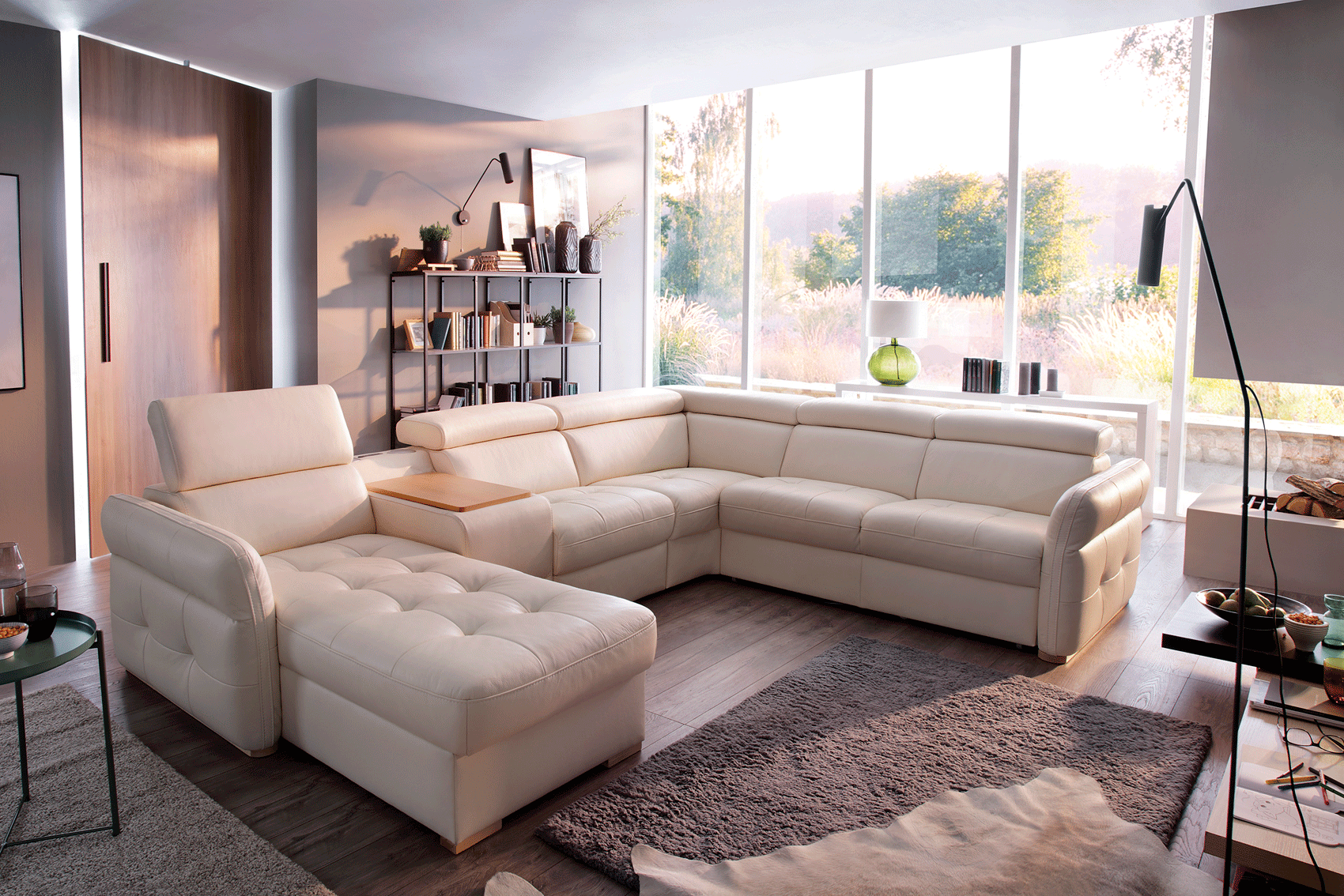 Living Room Furniture Coffee and End Tables Massimo Sectional Left:Chaise w/Storage, Bar Element, Electric Recliner, Corner, Sofa w/Bed