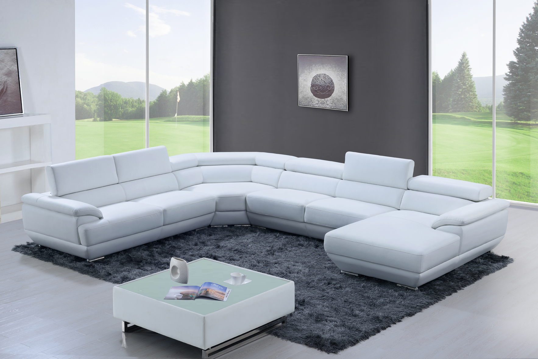 Living Room Furniture Rugs 430 Sectional Pure White